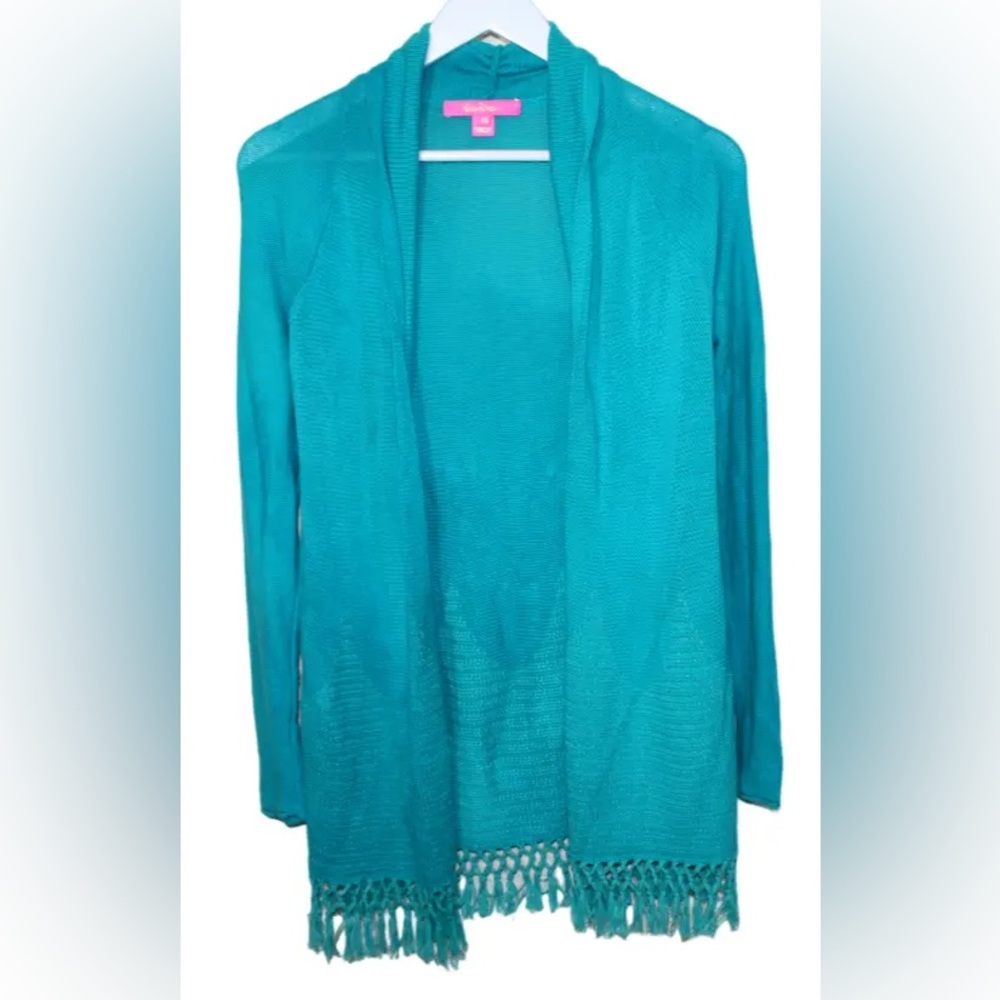 Lilly Pulitzer Tatum Teal Cardigan Sz XS